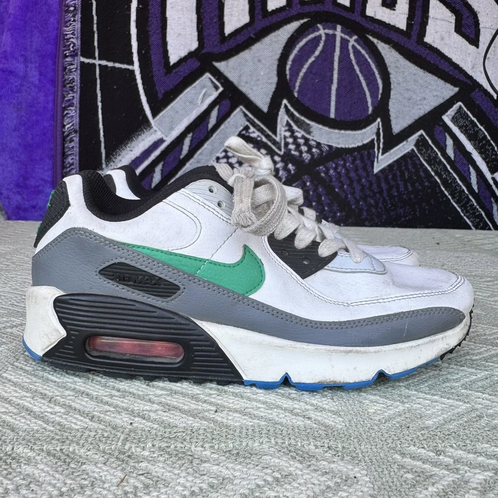 Size 5Y/W6.5 - Nike‎ Air Max 90 LTR White/Stadium Green Shoes (DV3607 102)